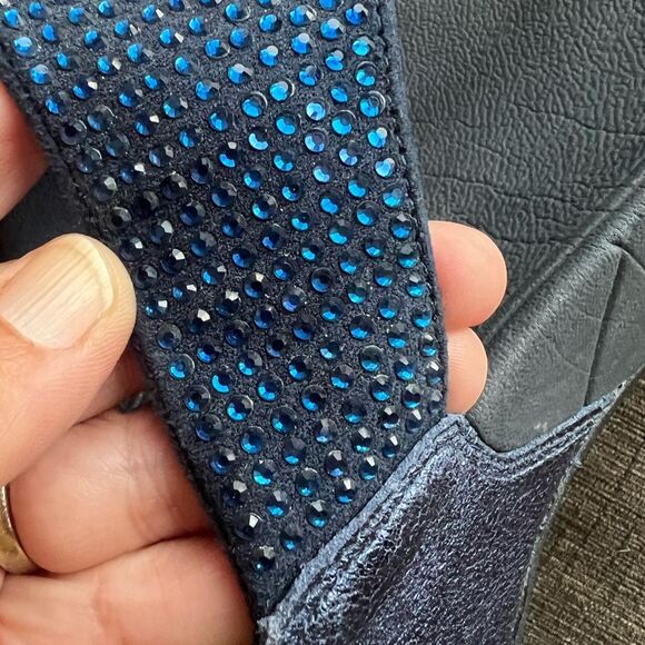 Fitflop Womens Rokkit Diamond Leather Thong Sandals Slip On Navy Blue Size 10 - Picture 6 of 9